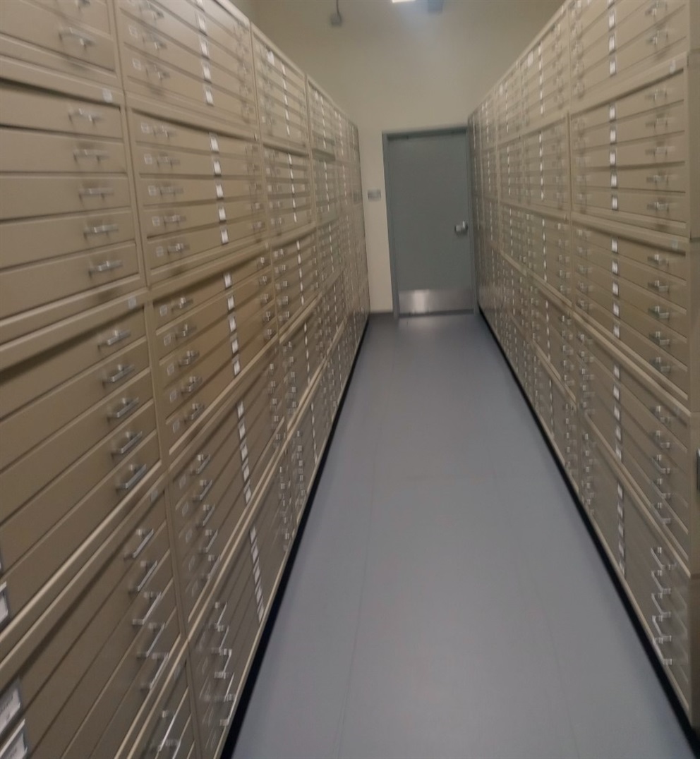 Rows of cabinets for records storage