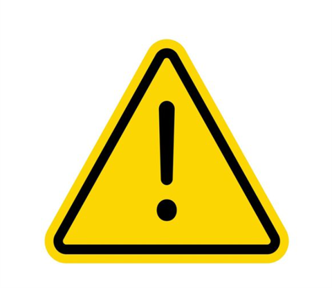 Yellow triangle with a black exclamation mark in the middle