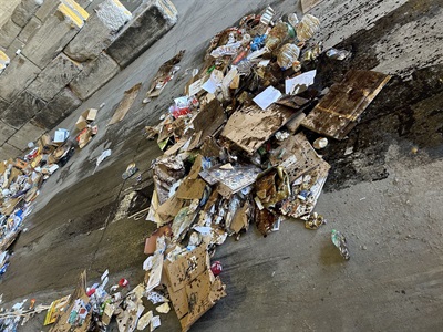motor oil soaked recycle load dumped at the Eco Station bay 2