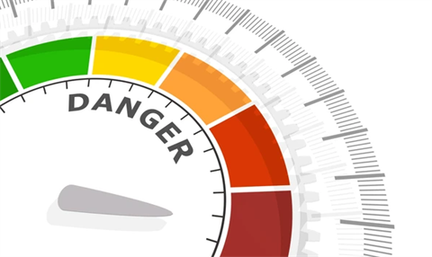 Fire Danger Gauge from low to high in increments of color from green to red