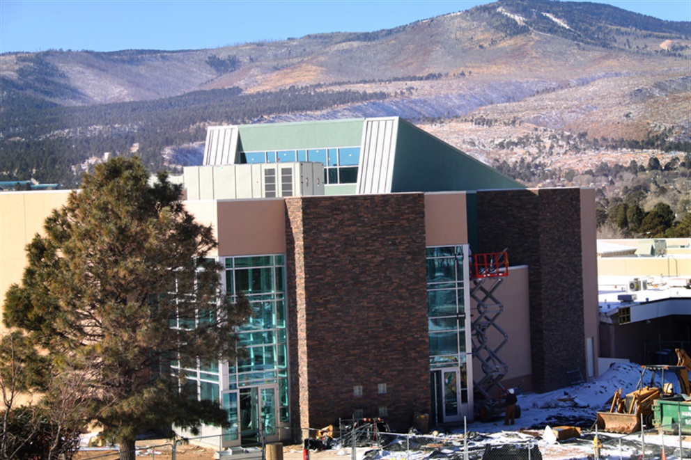Police dept. from bucket truck