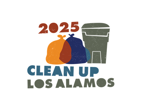 illustrated image of multicolored trash bags next to a roll cart with text 