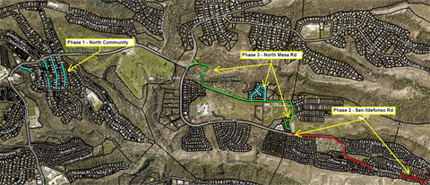 map of the Morth Community and North Mesa area with the streets impacted highlighted