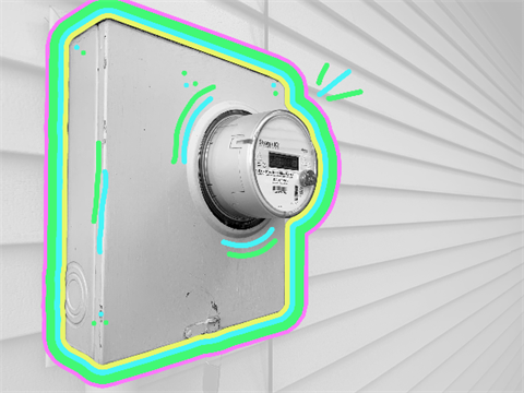 Image of an electric meter with bright, highlight colors around it
