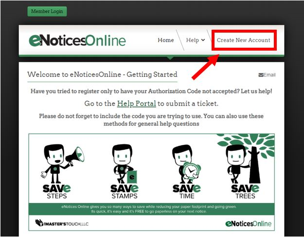 Create account online screenshot