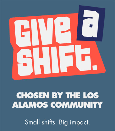 White text on a red and blue background that says 