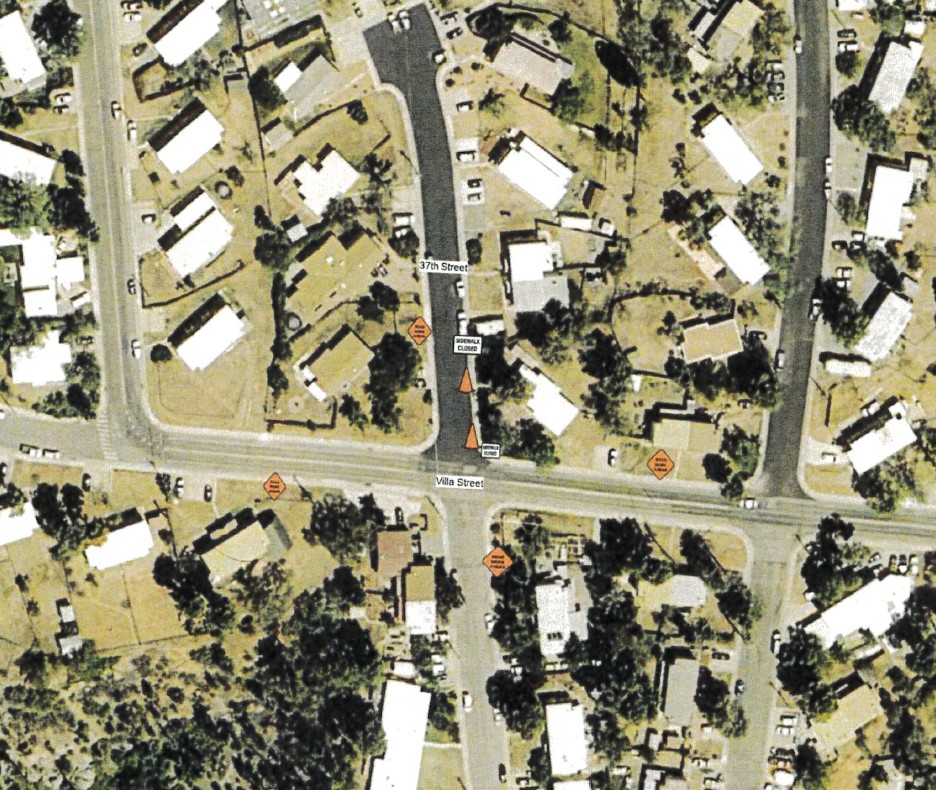 image shows traffic control and location of work on 37th Street at Villa St