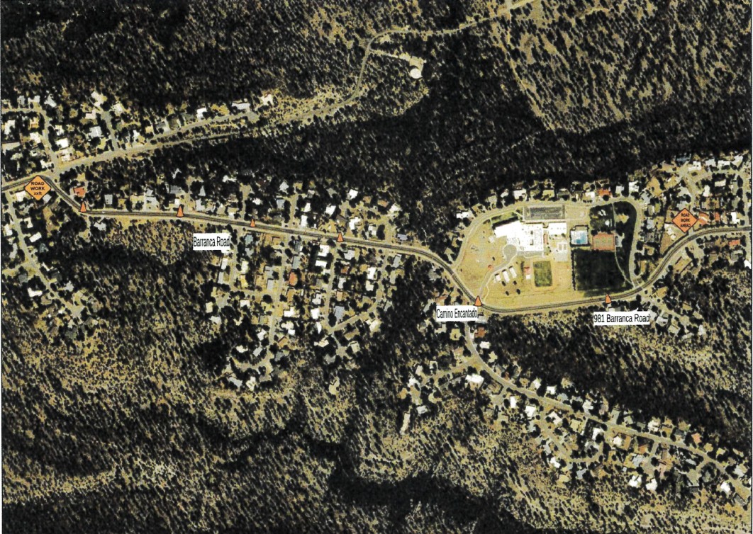 Barranca Road traffic control plan showing manhole replacement locations