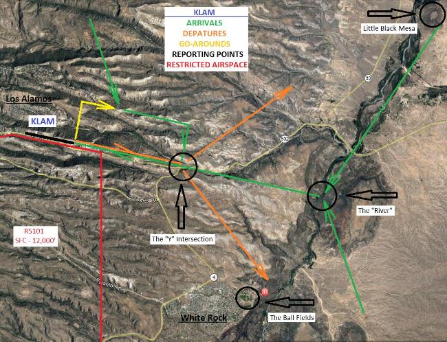 Topographic map of Los Alamos airport and surrounding areas