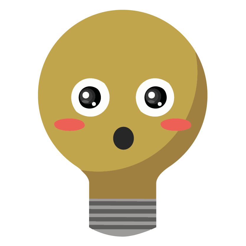 Image of a surprised lightbulb that is yellow for caution